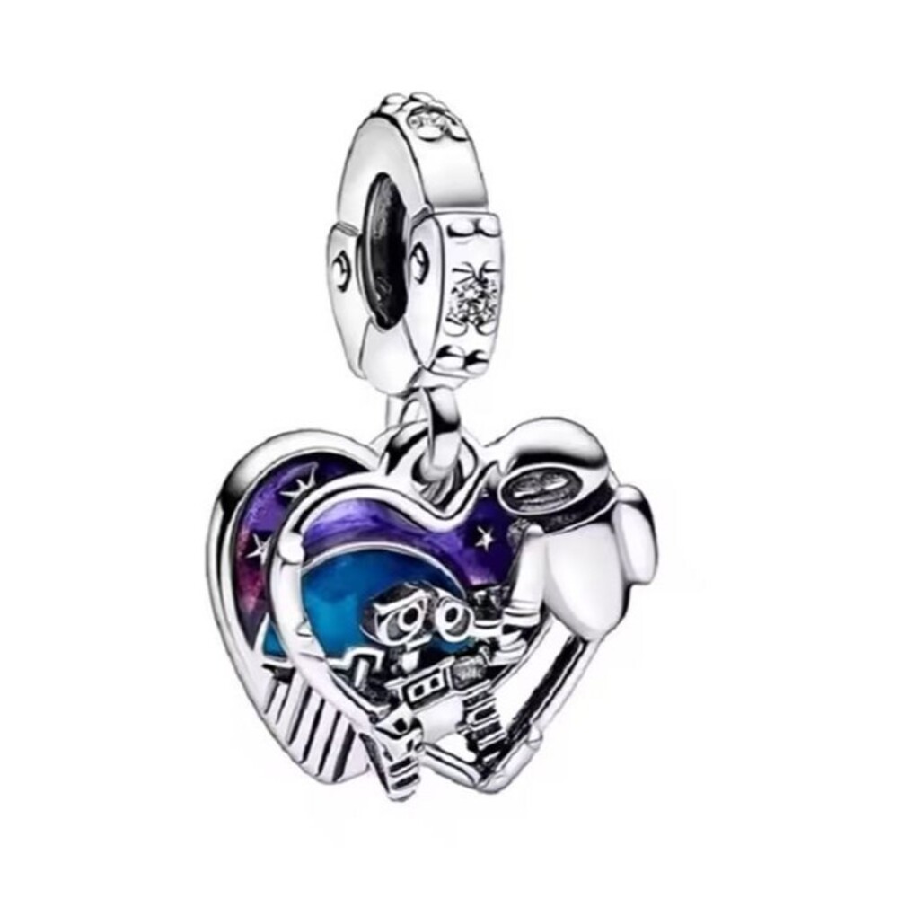 NWOT Wall-E & Eve Glow-in-Dark Pixar Disney x Pandora FIT Silver Dangle Charm